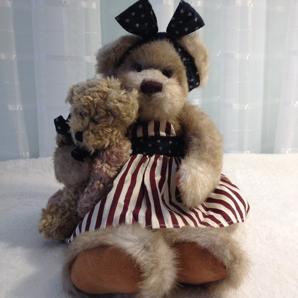 Tender Hearted Collectibles 12" Patriotic Plush Bear and Baby